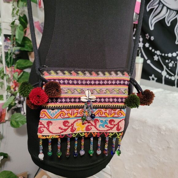 Unbranded Mini Beaded Shoulder Bag Boho Crossbody Purse Tassel - Picture 2 of 9